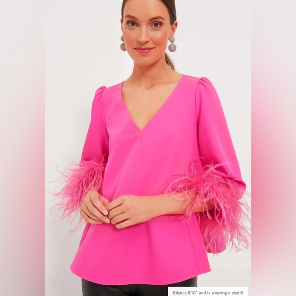 Tuckernuck Tops - Tuckernuck Hot Pink Feather Easton Blouse - Large - NWT
